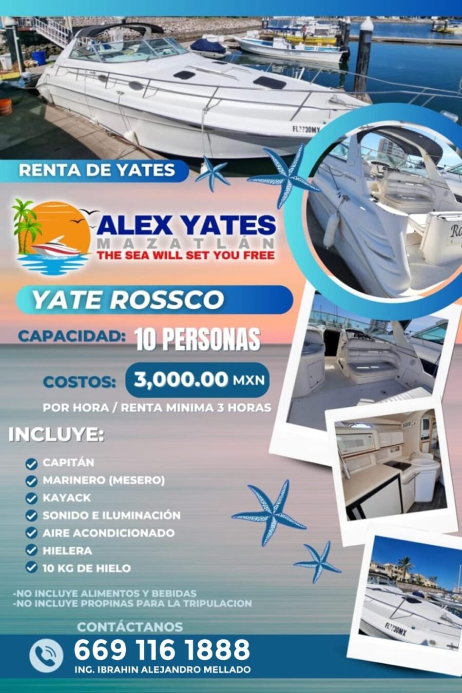 🛥️ YATE ROSSCO 👥 Capacidad: 10 personas