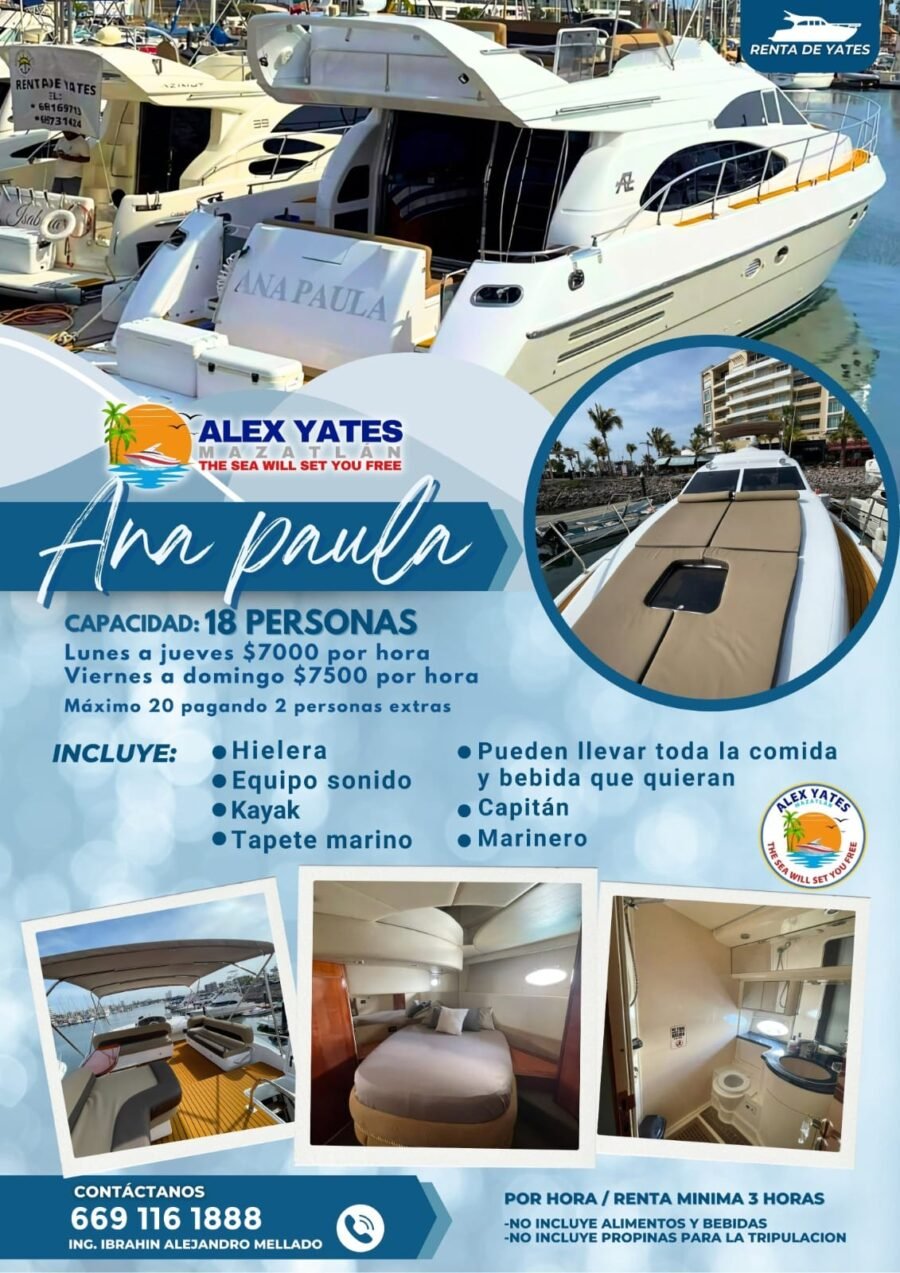 🛥️ YATE ANA PAULA👥 Capacidad: 18 personas