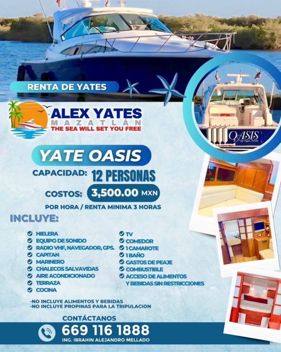 🛥️ YATE ANA OASIS 👥 Capacidad: 12 personas