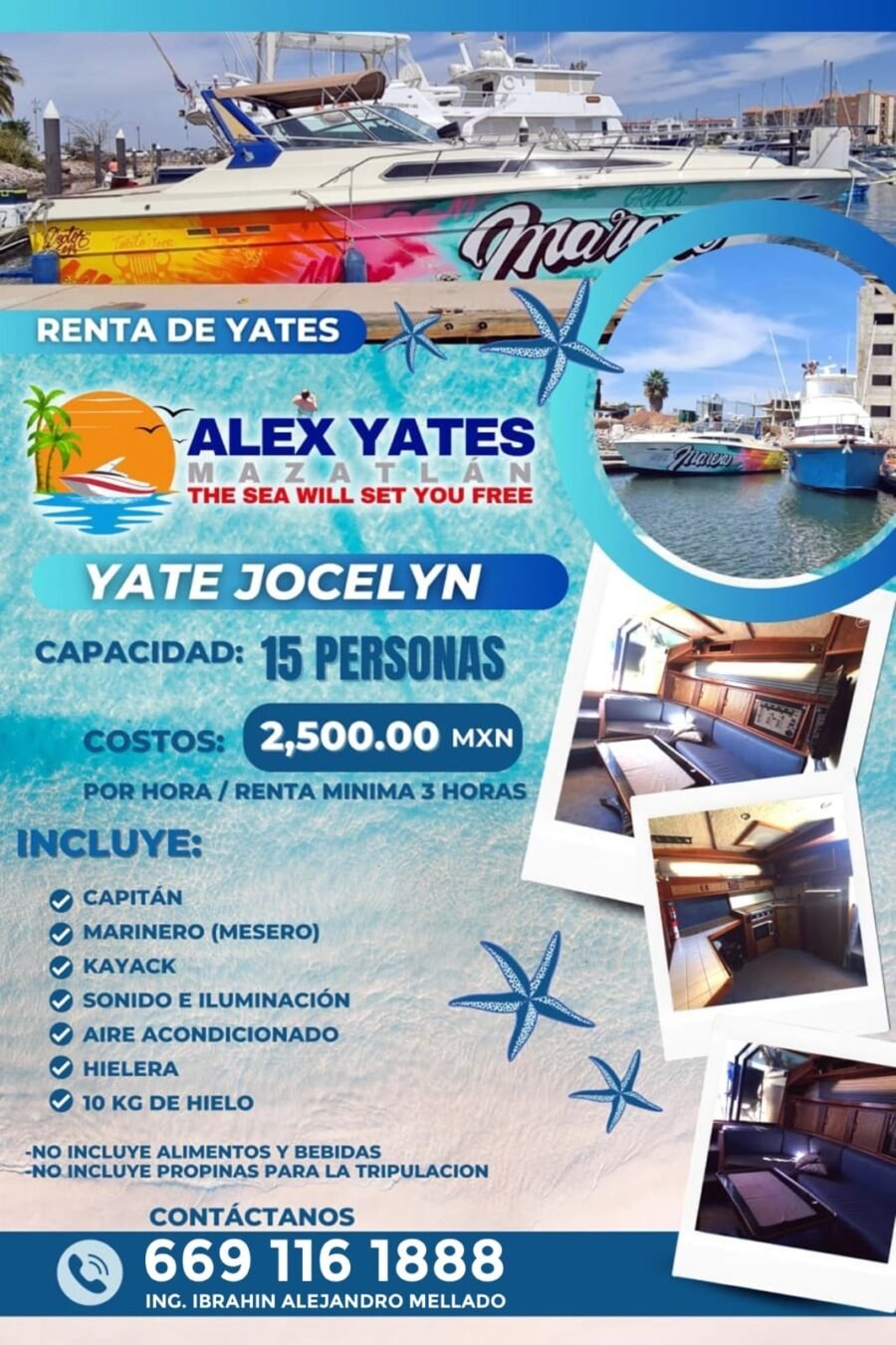 🛥️ YATE JOCELYN 👥 Capacidad: 15 personas