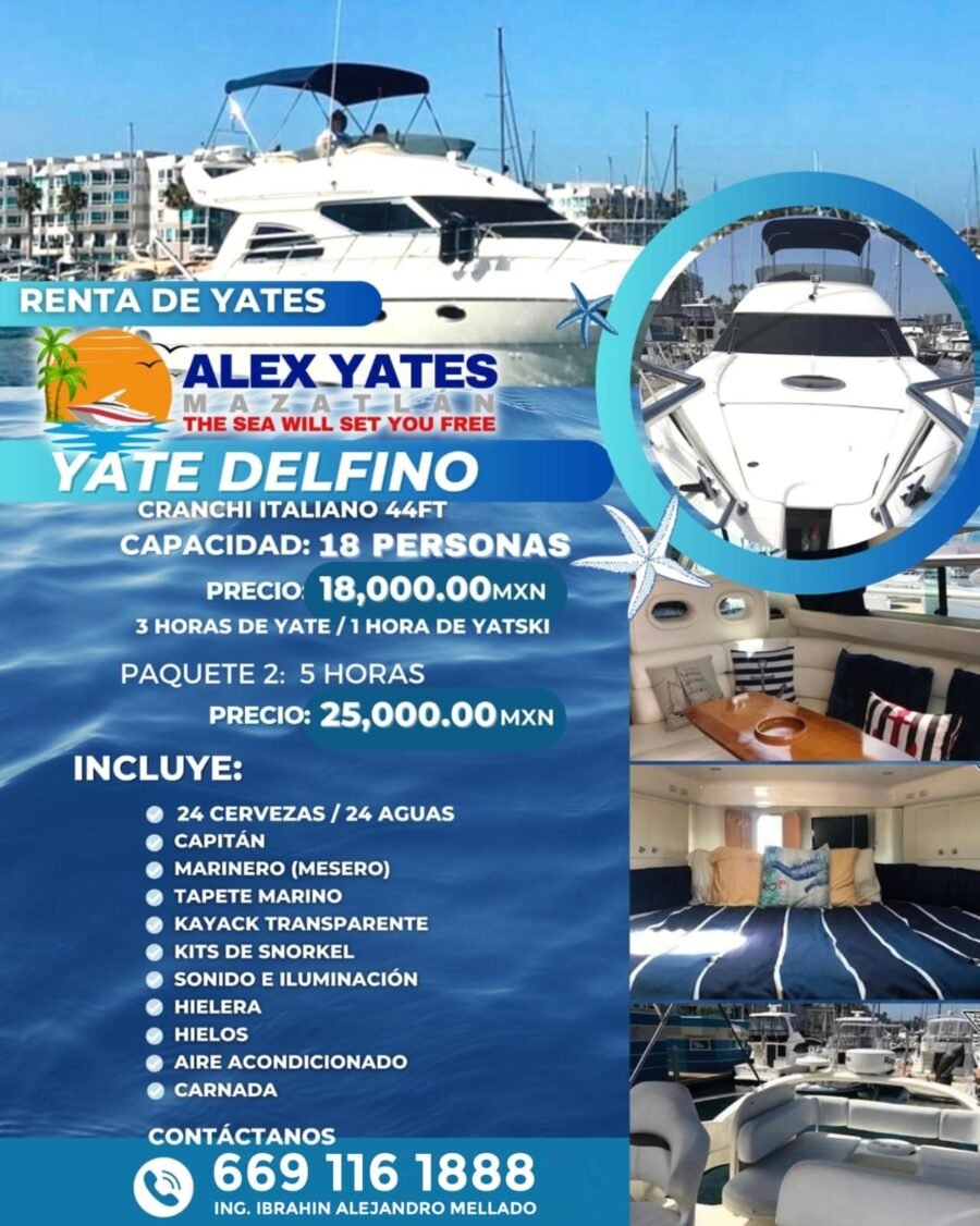 🛥️ YATE ANA DELFINO 👥 Capacidad: 18 personas