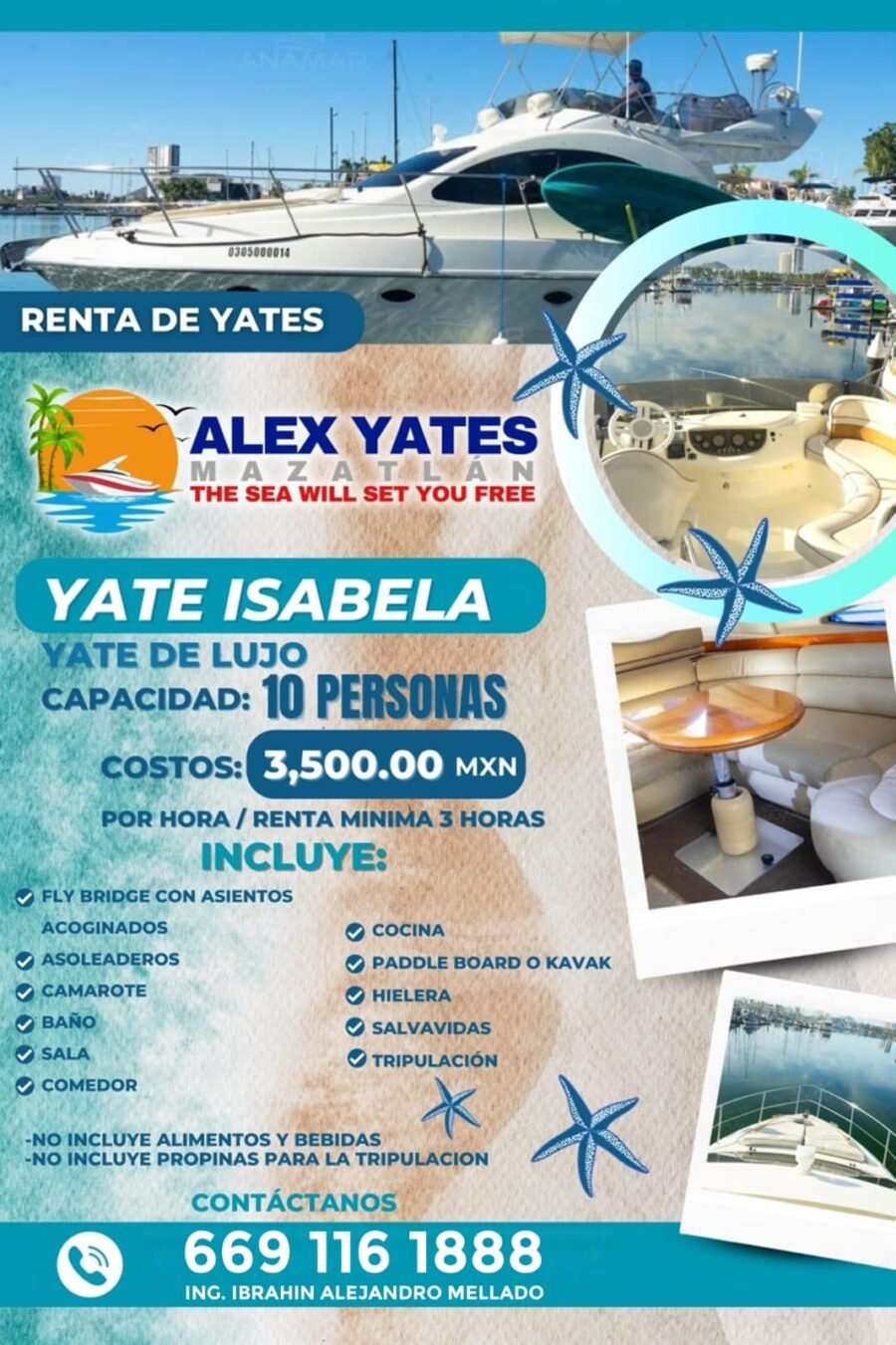 🛥️ YATE ANA ISABELA 👥 Capacidad: 10 personas