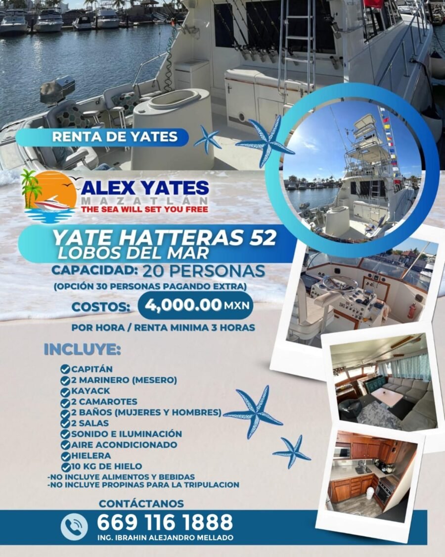 🛥️ YATE HATTERAS 52 👥 Capacidad: 20 personas