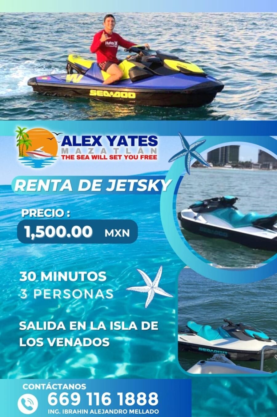 🛥️ RENTA DE JETSKY 👥 Capacidad: 3 personas