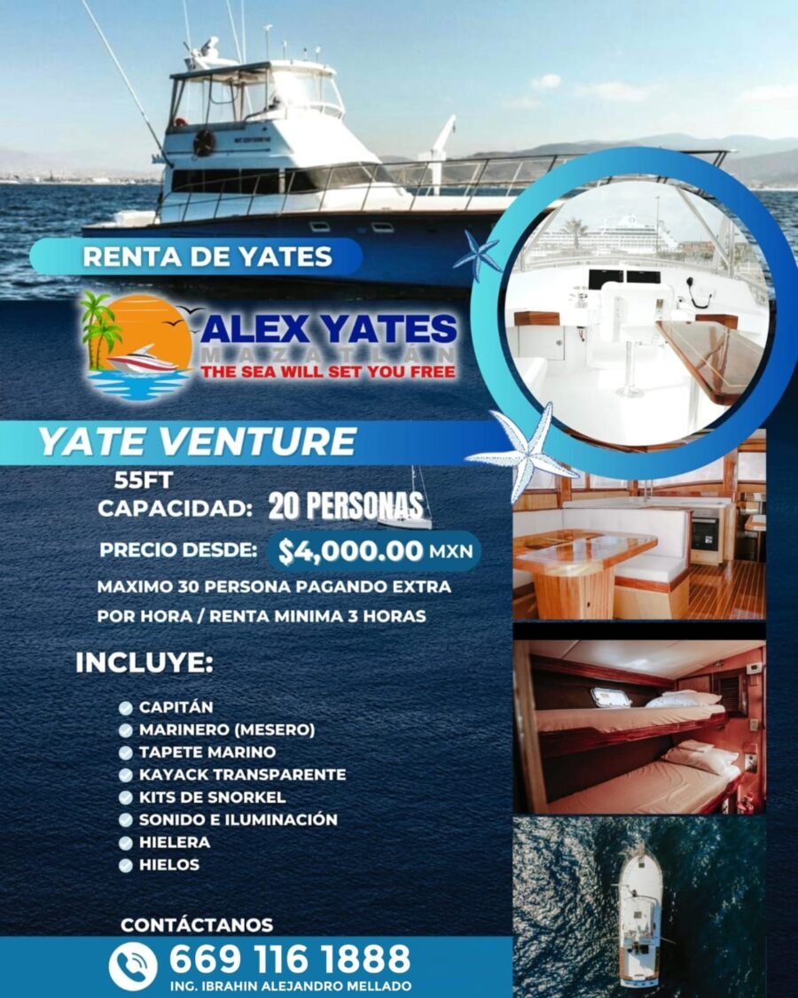 🛥️ YATE VENTURE 👥 Capacidad: 20 personas