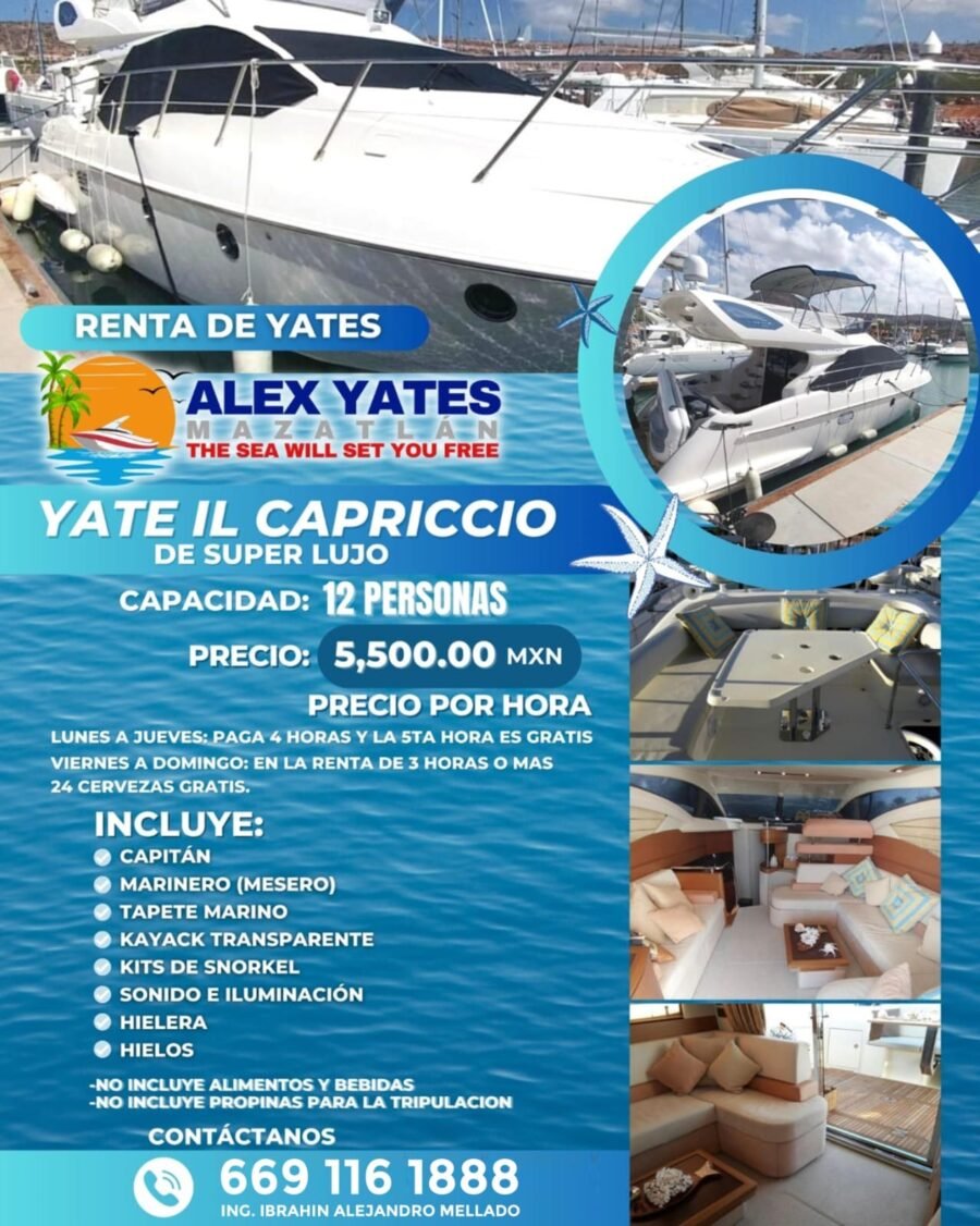 🛥️ YATE IL CAPRICCIO 👥 Capacidad: 12personas