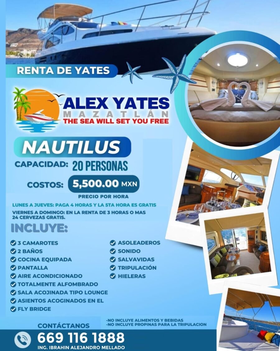 🛥️ YATE NAUTILUS 👥 Capacidad: 20 personas