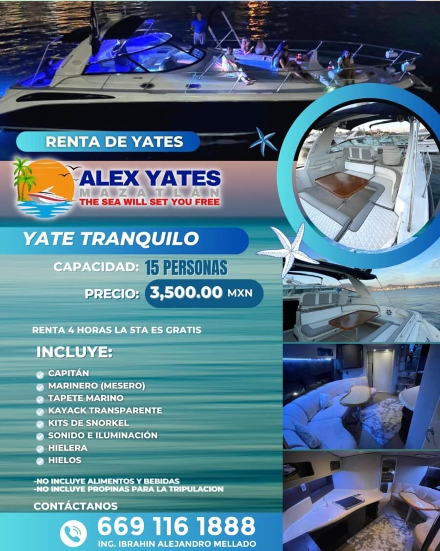 🛥️ YATE TRANQUILO 👥 Capacidad: 15 personas