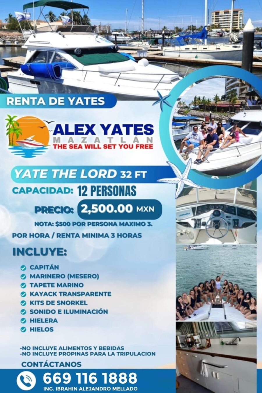 🛥️ YATE THE LORD 32FT 👥 Capacidad: 12 personas