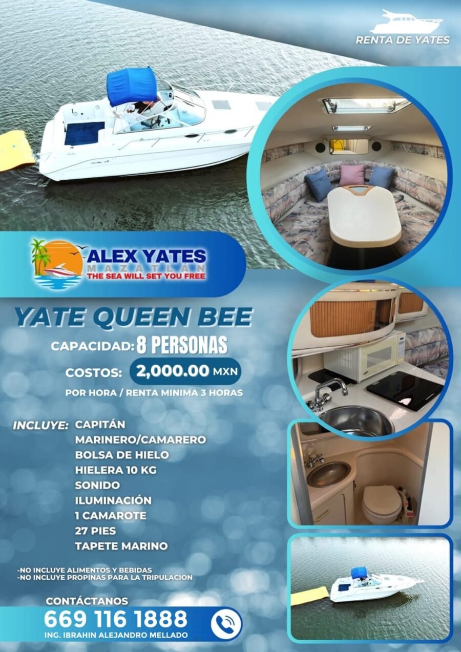 🛥️ YATE QUEEN BEE 👥 Capacidad: 8 personas