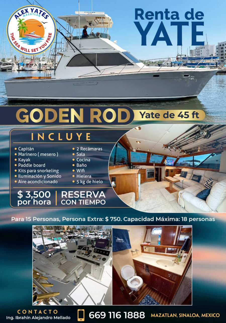 🛥️ YATE GODEN ROD 👥 Capacidad: 15 personas