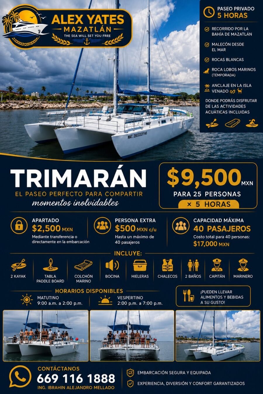 Trimarán privado | Hasta 40 personas