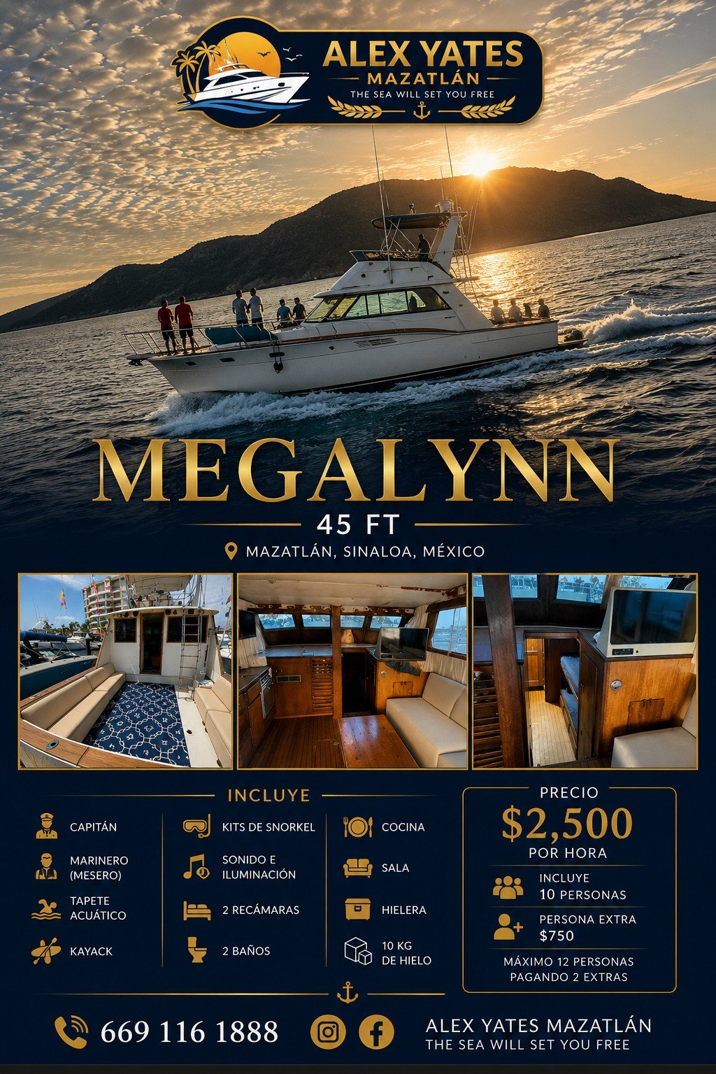 Yate Megalynn 45 FT | Hasta 12 personas