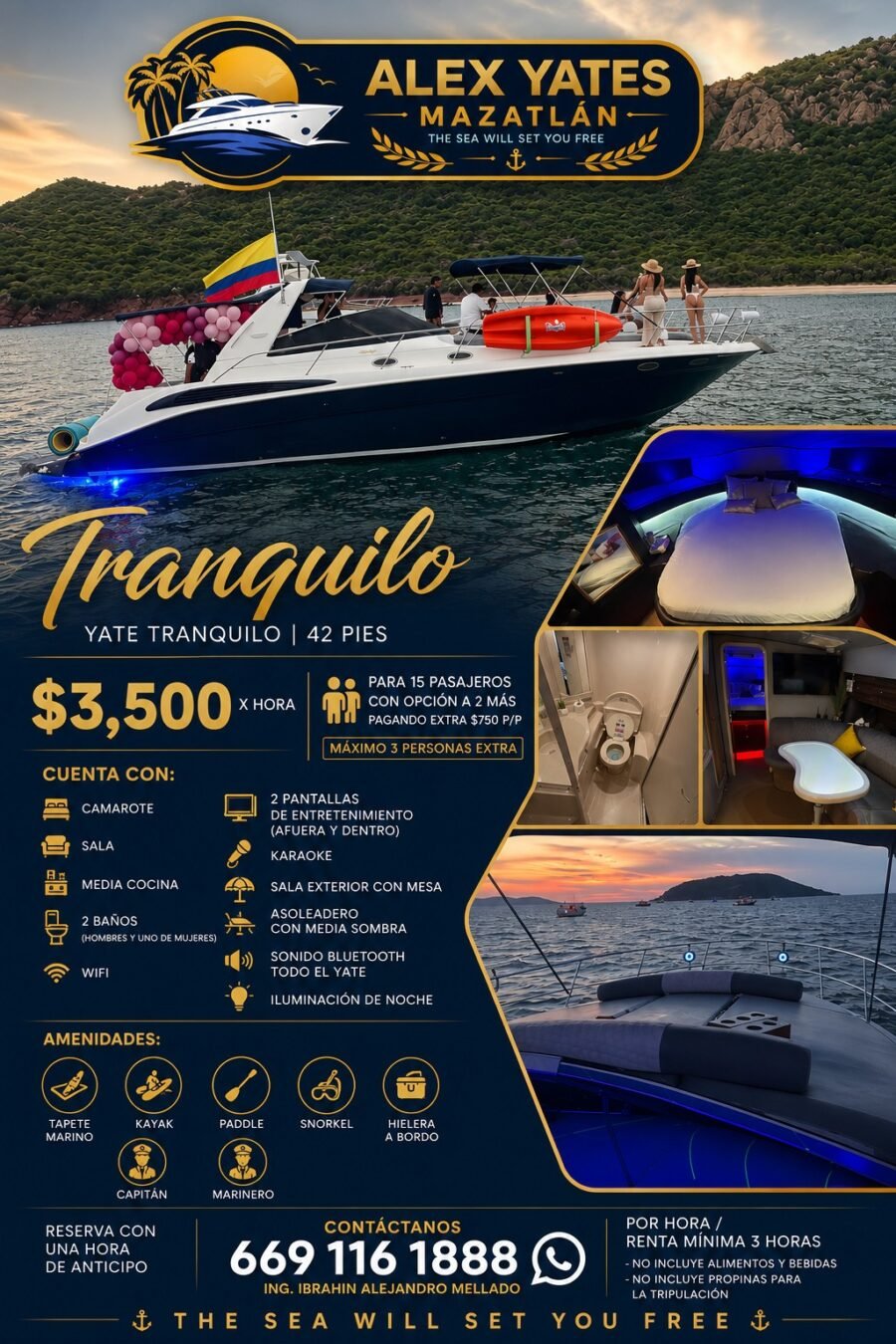 Yate Tranquilo 42 FT | Hasta 18 personas