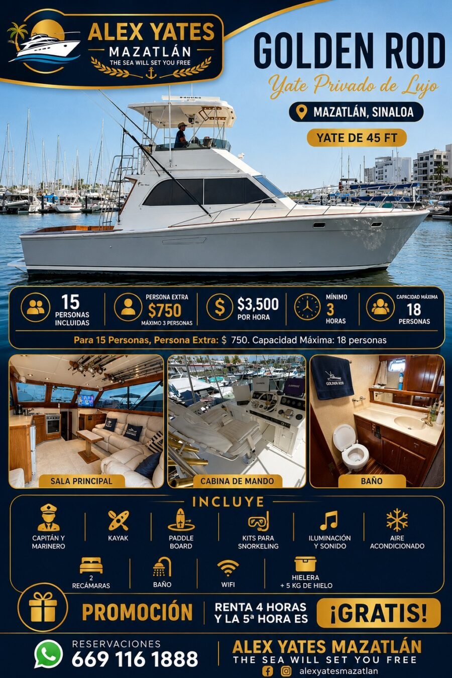 Yate Golden Rod | Hasta 18 personas